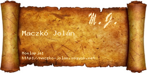 Maczkó Jolán névjegykártya