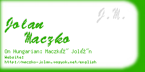 jolan maczko business card